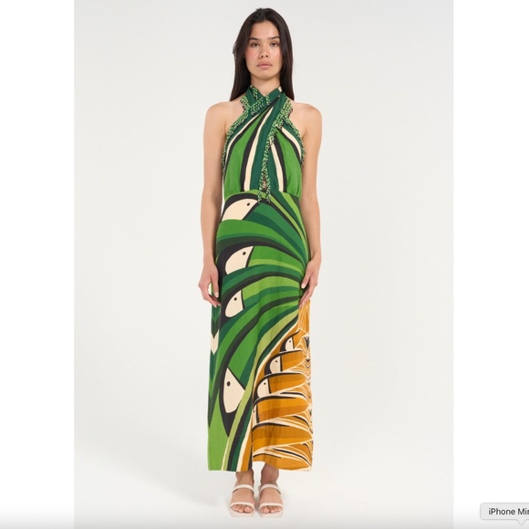 FARM Rio Dresses & Skirts - FARM RIO beaded TOUCAN TREE GREEN DRESS XL